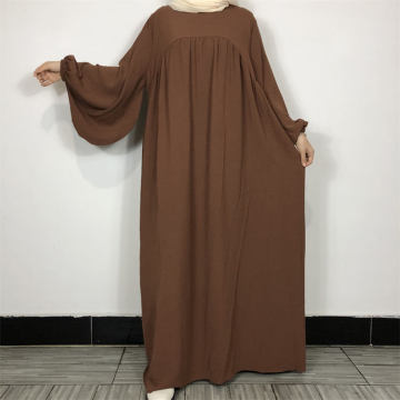 Plus Size Solid Color Polyester Abaya Dress for Ramadan in Dubai, Turkey