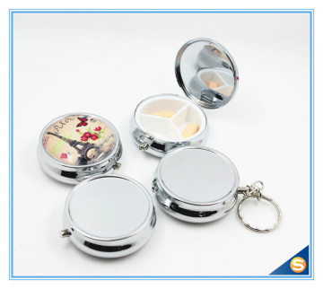Metal Materials Pill Box with Keychain