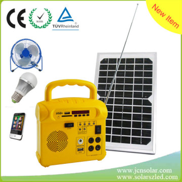 JCN portable solar power generator system with multifunction FM radio speaker