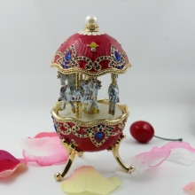 Egg Shape Metal Materials Carousel Music Box for Wedding Gifts