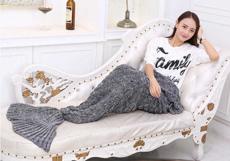 Cheap Soft Knitted Crochet Mermaid Tail Blanket wholesale for adult and kids