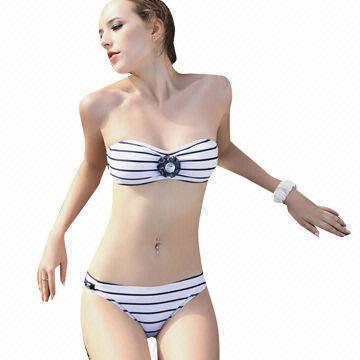 Strapless Bikinis, Double Lining Top with Removable Transparent Shoulder Strap
