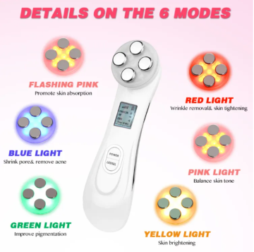 5 in 1 RF EMS Tightening LED Photon Facial Beauty Facial Massager Microcurrent Rechargeable Skin Tightening Facial Device