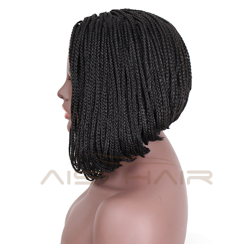Aisi Hair Short Micro Box Braids Lace Front Bob Wig Part Side Synthetic Glueless Heat Resistant Lace Front Wigs For Black Women
