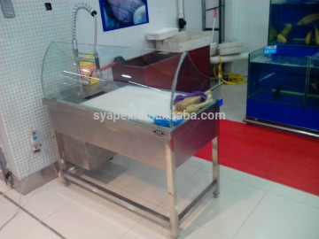 APEX supermarket luxury stainless steel fish cleaning table/fish processing table