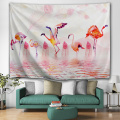 Flamingo and Feather Tapestry Watercolor Pink Wall Hanging Tropical Vintage Tapestry for Livingroom Bedroom Home Dorm Decor