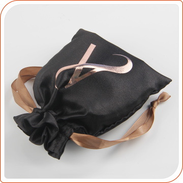 Nylon bag with custom logo ribbon drawstring pouches