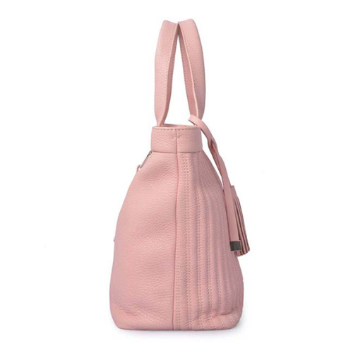 Grand sac fourre-tout en cuir rose à glissière rose Wallace