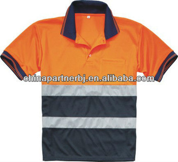 Reflective Safety Black&Orange Polo Shirt