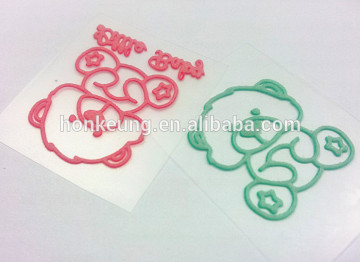 Custom raise rubber heat transfer label printing on garment, heat transfer on garment