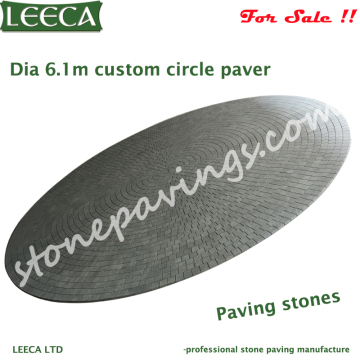 Custom circle flamed grey stone paver patio patterns