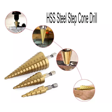 Good quality Cone Titanium Coated Metal Hole Cutter,High-Speed Steel Step Drill Bit Set for metal
