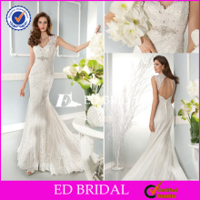 XL814 cap sleeve lace fishtail floor length backless floor 2014 tunisian wedding dress
