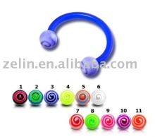 UV circular barbell with UV balls eyebrow ring body piercing jewelry