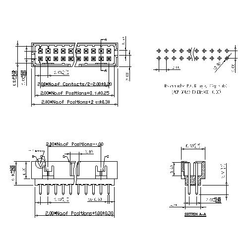 2.00mm Box Header 180°H=6.4