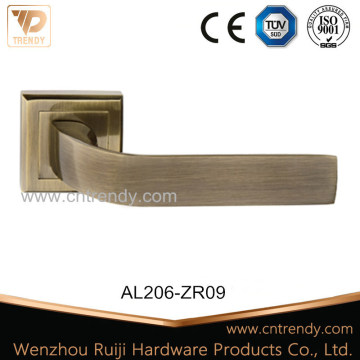 Aluminum Door Handle Lock Lever Handle on Rosette (AL206-ZR09)