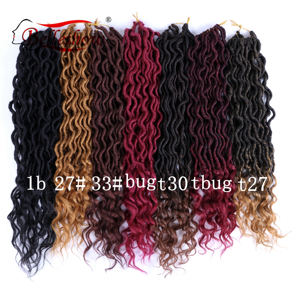 Hot sell wholesale 24 stands crochet braid hair faux locs with curly ends wavy faux locs crochet goddess faux locs