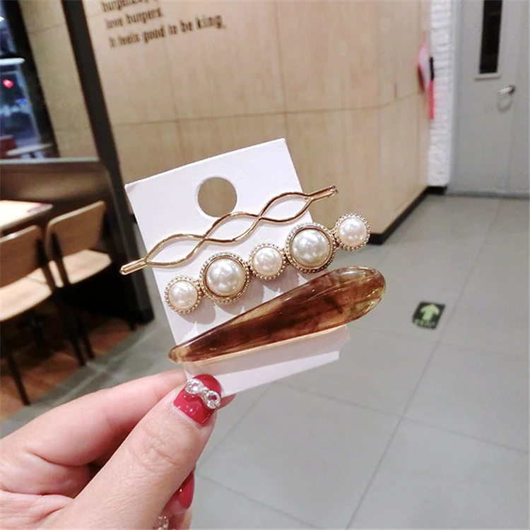 2018 Wholesale Promotion Gift Girls Customize Fashion Hair jewellery Accessories Hair Pin Leopard Crystal Flower Pearl Hairclip for Women