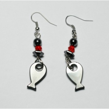 Hematite Earring with silver color finding