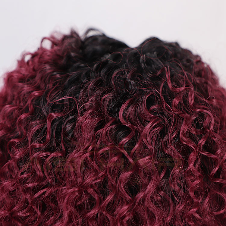 Aisi Hair Medium Long Afro Kinky Curly Wig Cosplay Ombre Red Swiss Lace Synthetic Wig Lace Frontal Hair Wigs For Black Women