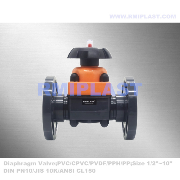 PVC Diaphragm Valve Flange End 1-1/4" 1-1/2" 2"