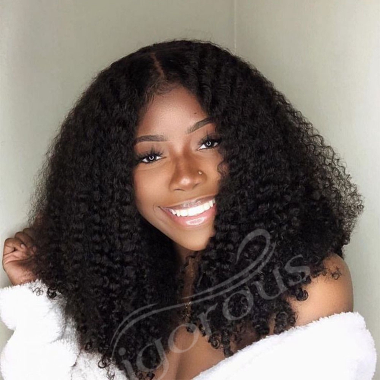 Vigorous Hot Sale Black Kinky Curly Lace Frontal Daily Party High Temperature Fiber Wig Synthetic Hair