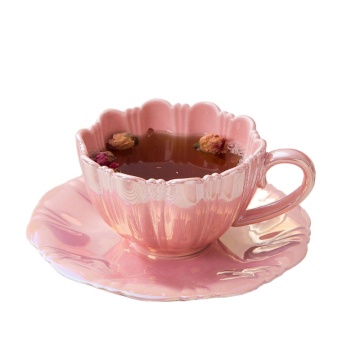 Christmas Gift Ideas: 240ML English Queen Style Petal-Shape Ceramic Mug for Your Girlfriend