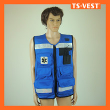 Black Binding Cheap Fishing Vest with PVC Reflective Tapes
