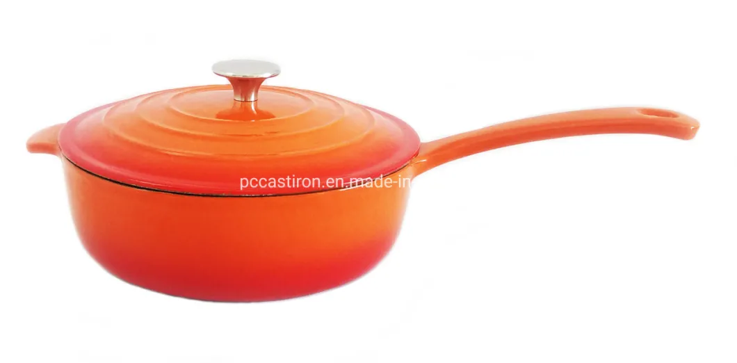 Enamel Cast Iron Double Use Milk Pot with Lid as Frypan