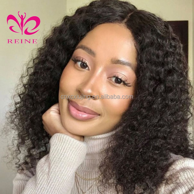 REINE Bleached Knots  Scalp Kinky Curly Bob Virgin Cuticle Aligned Hair 13*4/4*4 Lace Frontal Wigs With Baby Hair