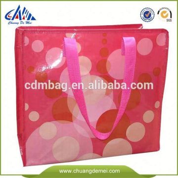 full color printed pp woven shopping bags with zipper