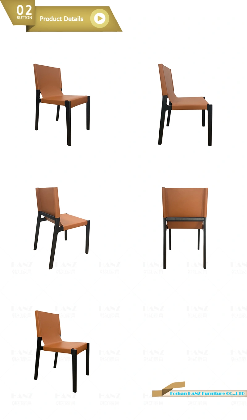 China Classical Luxury Saddle Leather Dining Chair with Wooden Frame