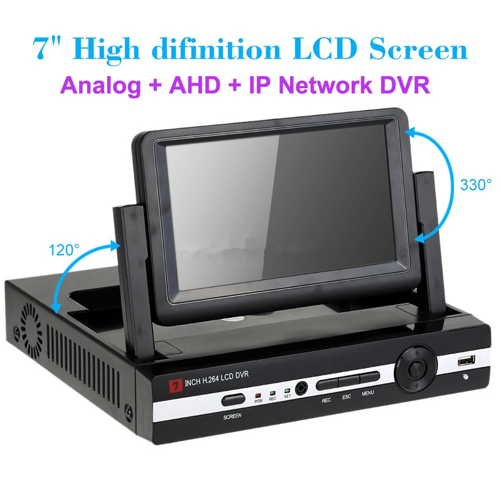 7inch HD LCD Screen Video Recorder Mini DVR for Anglog/Ahd /IP Network Camera