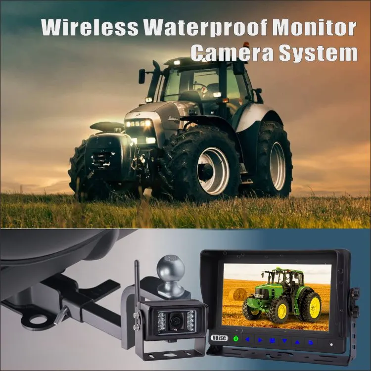 Wireless Waterproof Camera System for Farm Tractor, Combine, Cultivator, Plough, Trailer, Truck