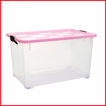 Transparent 70L Household Essentials Nested Storage Boxes Bins with Lids And Sliding Wheels Storage Tubs