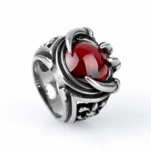 Vintage Design Silver Engraved Ball Stone Ring