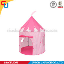 castle design pink color round shape kid play tent