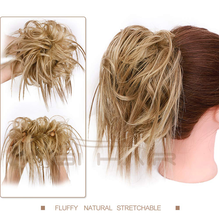 Aisi Hair Synthetic Donut Blonde Chignon Curly Bun Pad Chignon Elastic Band Ribbon Ponytail Rope Rubber Hair Extension For Women