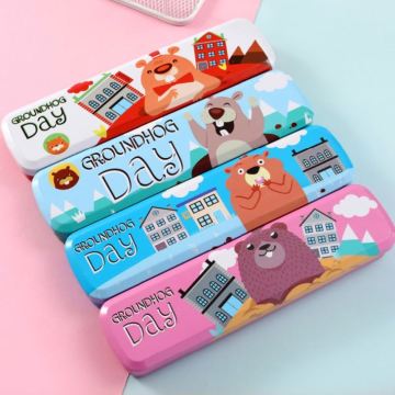 Pencil Case Kids School Metal Customized Logo Cute For Girls