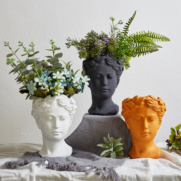 Vases home decor European sculpture Vase Cement Head Flower Pot Garden Decoration Venus Greek Goddess Statue Decoration