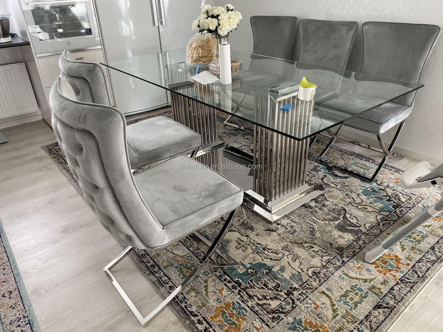 Modern Extendable Rectangular Dining Table Small Apartment Functional Table Set Home Office Dining Metal Kitchen Hotel Use