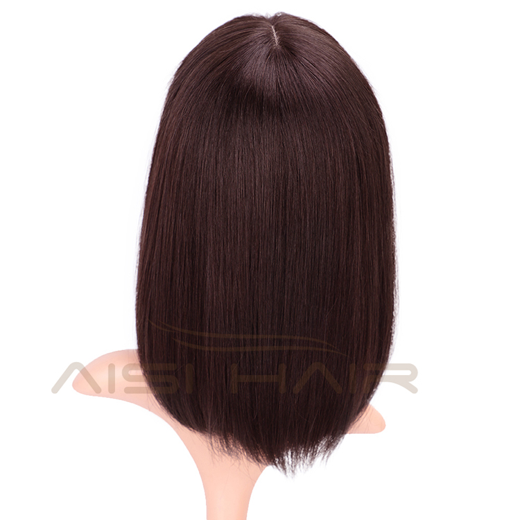 Aisi Hair Cheap 100% Brazilian Human Dark Brown Short Bob Hair Wig Silky Straight Silk Base Human Hair Wigs For Black Women