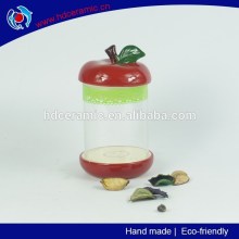 Fruit shape ceramic cookie & candy jar, glass storage jar with ceramic lid ,ceramic storage jar
