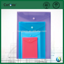 L Shaped Clear PP File Bag With Solid Color& Plastic Button
