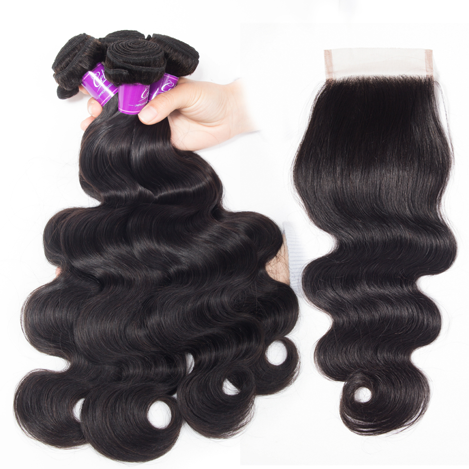 Wholesale Brazilian Virgin hair Vendor  straight Bundles With Lace Closure 4x4 Unprocessed natural hair human hair bundles