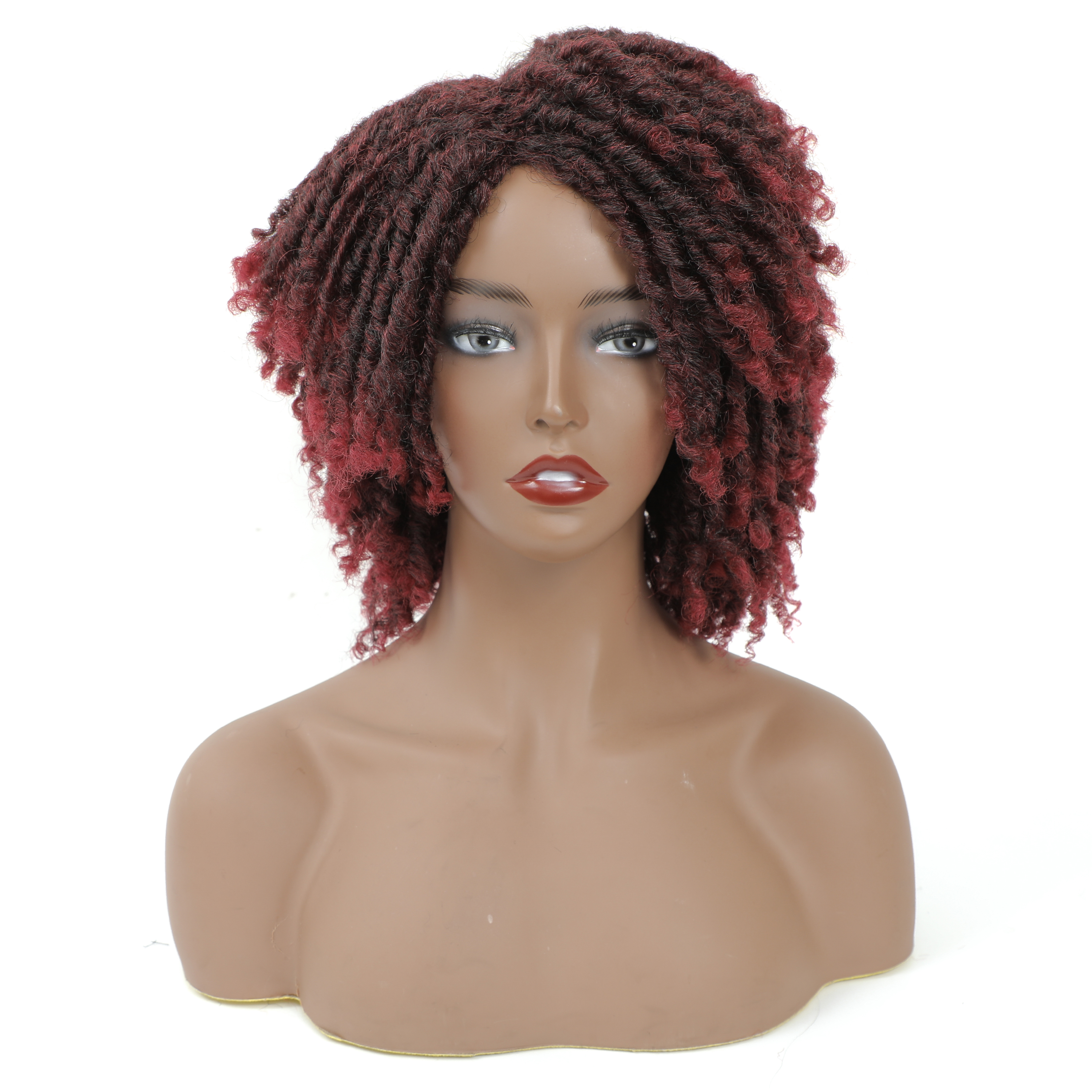 MYZYR Short Synthetic wig For Black Women 14"Inch High Temperature Fiber Dreadlock Ombre Soft Crochet Twist braid Hair