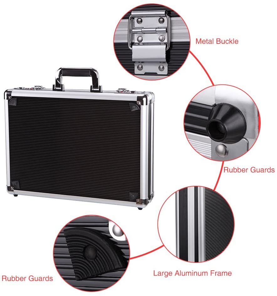 Professional Aluminum Hard Case ToolBox Large Briefcase Flight Carrying Case