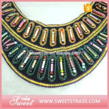 Black Bugle Satin Tassel Trimming Handmade Collar/Beaded Trim STRBNT-013(2)