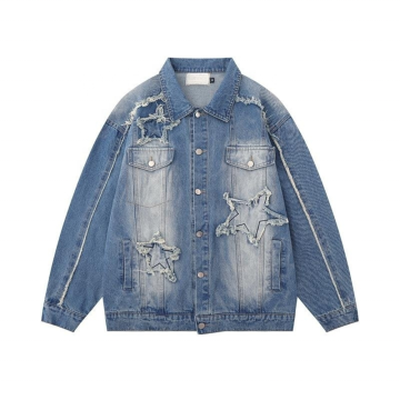 Trendy Brand Men's Denim Jacket - American Star Patch Oversize Vintage Unisex Jean Style Jacket