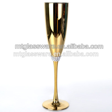 2015 new design FDA gold color champagne with gold rim , gold bottle champagne